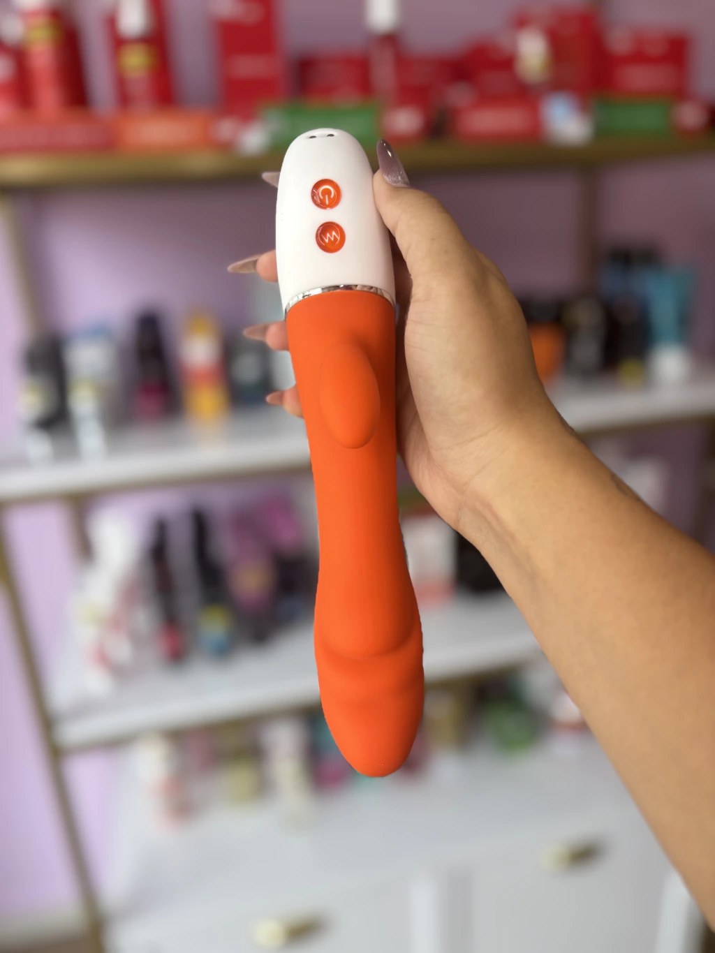 Vibrador Rabbit Ponto G e Clítoris - Orange