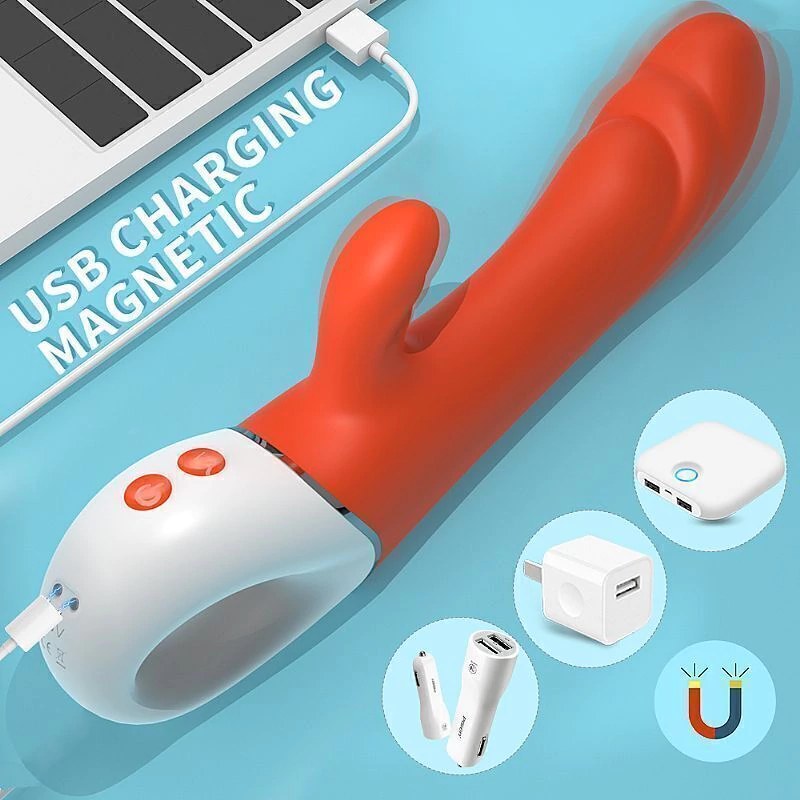 Vibrador Rabbit Ponto G e Clítoris - Orange