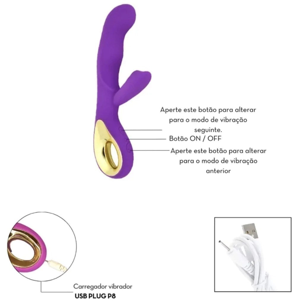 Vibrador Ponto G com Estimulador de Clitóris - Sex Angel II
