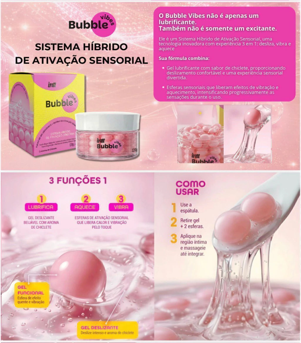 Bubble Vibes - 3 em 1 Desliza, Vibra e Aquece